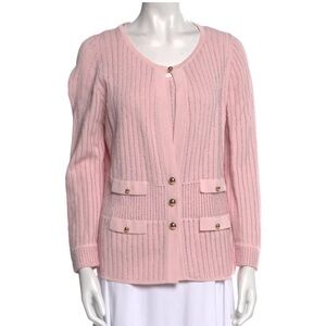 Luisa Spagnoli Pink Spring Cardigan Jacket with Gold Buttons - Made in Italy